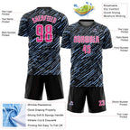Custom Black Pink Light Blue-White Line Sports Sublimation Soccer Uniform Jersey