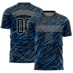 Custom Black Powder Blue-White Line Sports Sublimation Soccer Uniform Jersey