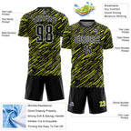 Custom Black Neon Yellow-White Line Sports Sublimation Soccer Uniform Jersey