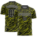 Custom Black Neon Yellow-White Line Sports Sublimation Soccer Uniform Jersey