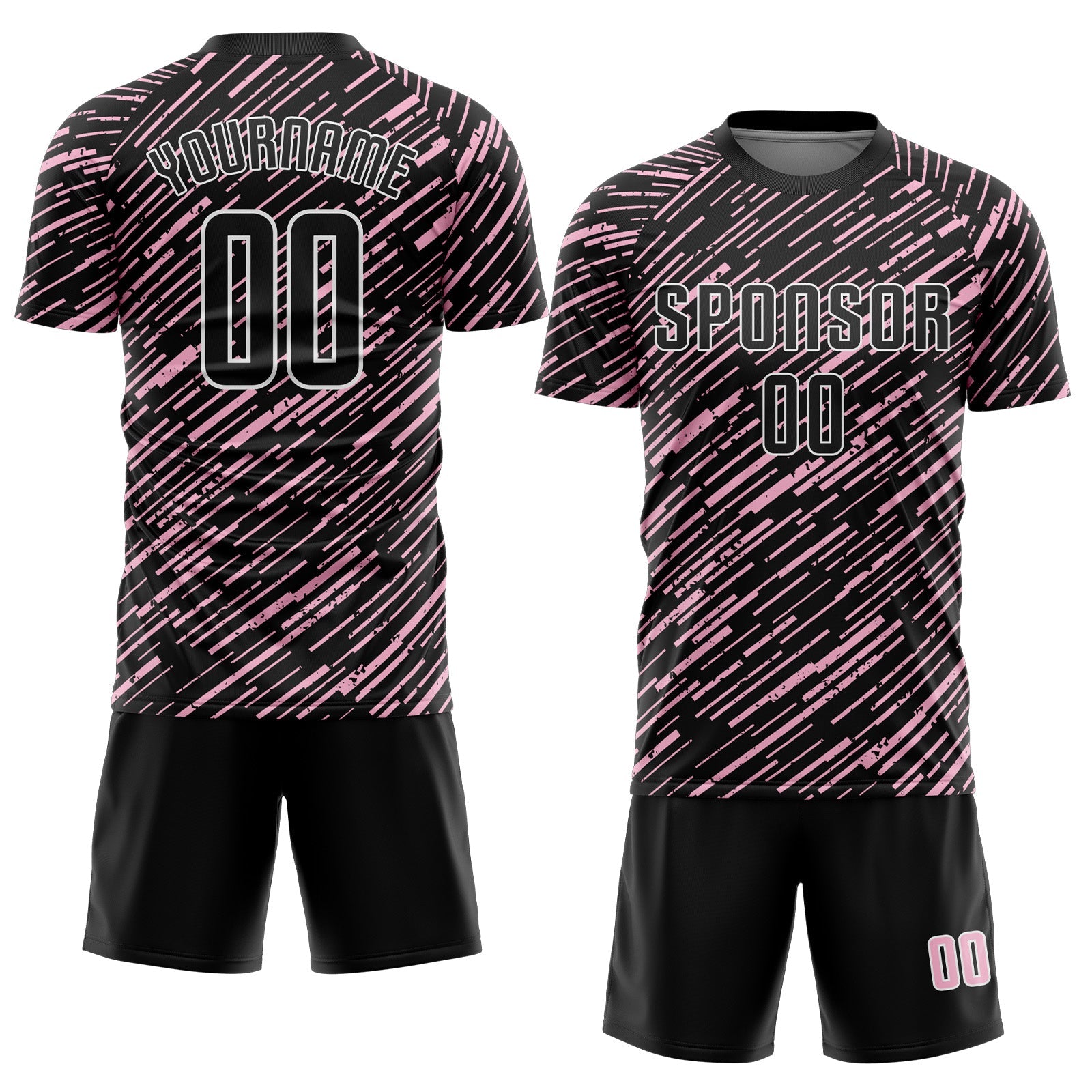 Custom Black Light Pink-White Line Sports Sublimation Soccer Uniform Jersey