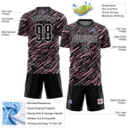 Custom Black Light Pink-White Line Sports Sublimation Soccer Uniform Jersey