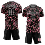 Custom Black Medium Pink-White Line Sports Sublimation Soccer Uniform Jersey