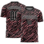 Custom Black Medium Pink-White Line Sports Sublimation Soccer Uniform Jersey