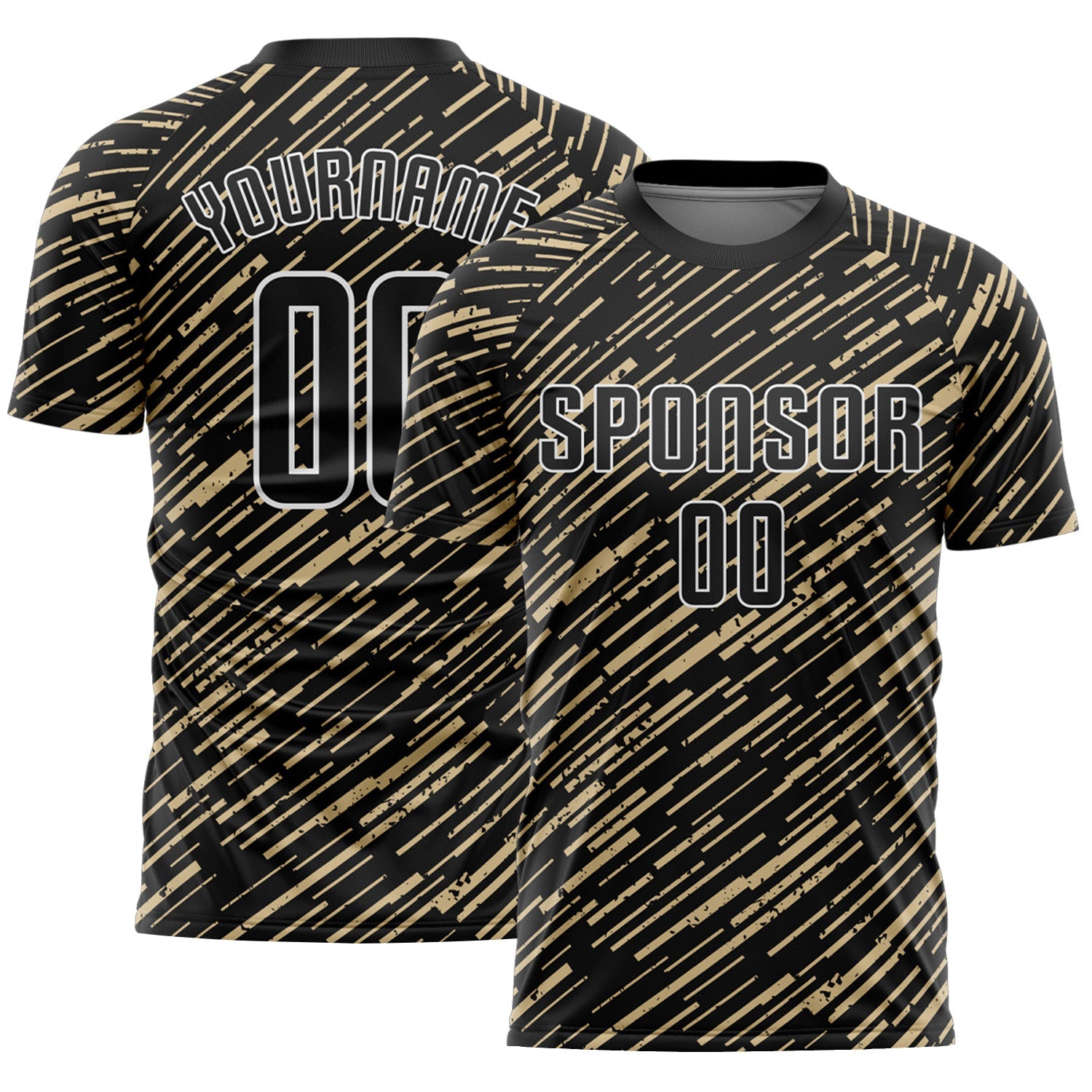 Custom Black Vegas Gold-White Line Sports Sublimation Soccer Uniform Jersey