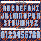 Custom Navy Light Blue Orange-White Line Sports Sublimation Soccer Uniform Jersey