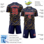 Custom Navy Red Old Gold-White Line Sports Sublimation Soccer Uniform Jersey