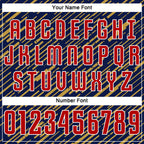 Custom Navy Red Old Gold-White Line Sports Sublimation Soccer Uniform Jersey