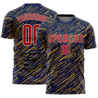 Custom Navy Red Old Gold-White Line Sports Sublimation Soccer Uniform Jersey