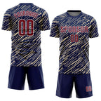 Custom Navy Crimson Cream-White Line Sports Sublimation Soccer Uniform Jersey