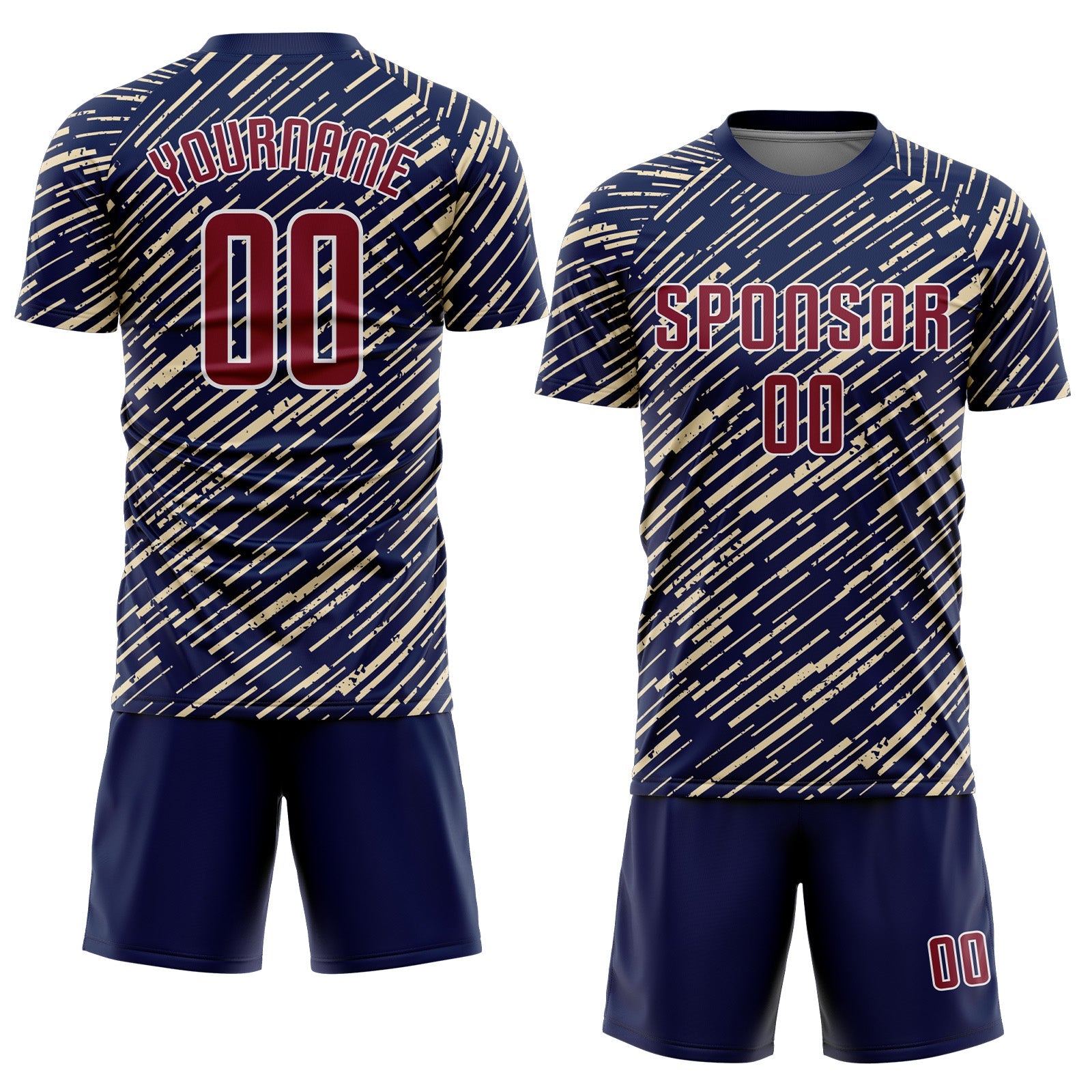 Custom Navy Crimson Cream-White Line Sports Sublimation Soccer Uniform Jersey