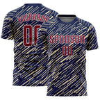 Custom Navy Crimson Cream-White Line Sports Sublimation Soccer Uniform Jersey