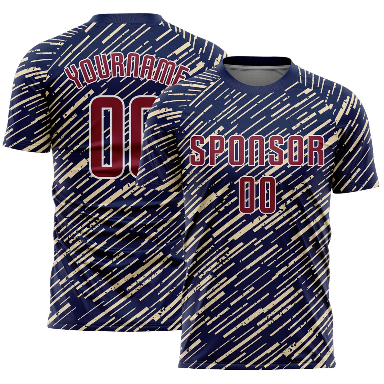 Custom Navy Crimson Cream-White Line Sports Sublimation Soccer Uniform Jersey