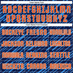 Custom Navy Orange Powder Blue-White Line Sports Sublimation Soccer Uniform Jersey