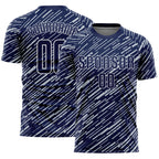 Custom Navy Silver-White Line Sports Sublimation Soccer Uniform Jersey