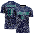 Custom Navy Teal Gray-White Line Sports Sublimation Soccer Uniform Jersey