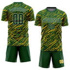 Custom Green Yellow-White Line Sports Sublimation Soccer Uniform Jersey