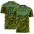 Custom Green Yellow-White Line Sports Sublimation Soccer Uniform Jersey