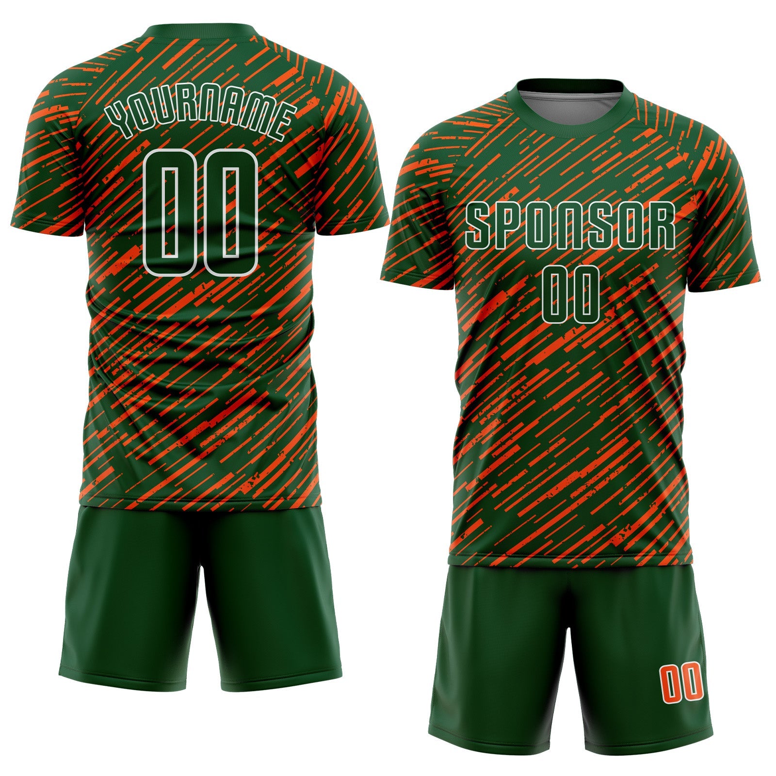 Custom Green Orange-White Line Sports Sublimation Soccer Uniform Jersey