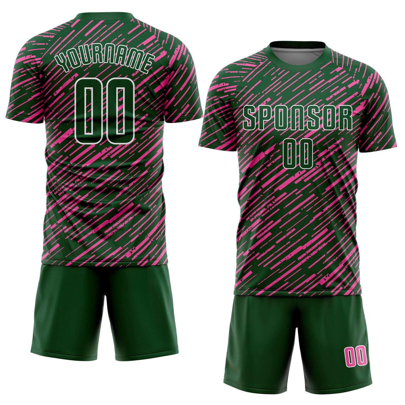 Custom Green Pink-White Line Sports Sublimation Soccer Uniform Jersey