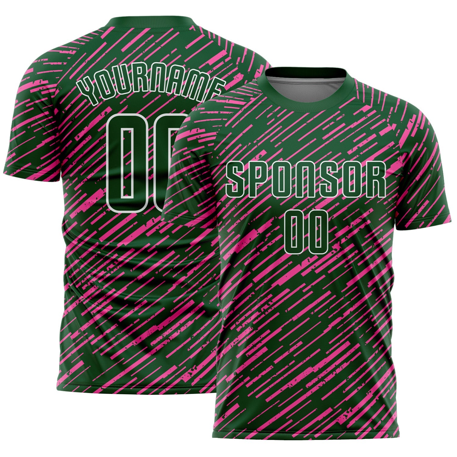 Custom Green Pink-White Line Sports Sublimation Soccer Uniform Jersey