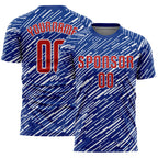 Custom Royal Red-White Line Sports Sublimation Soccer Uniform Jersey