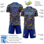 Custom Royal Yellow-White Line Sports Sublimation Soccer Uniform Jersey