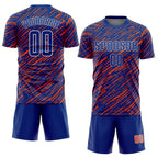 Custom Royal Orange-White Line Sports Sublimation Soccer Uniform Jersey