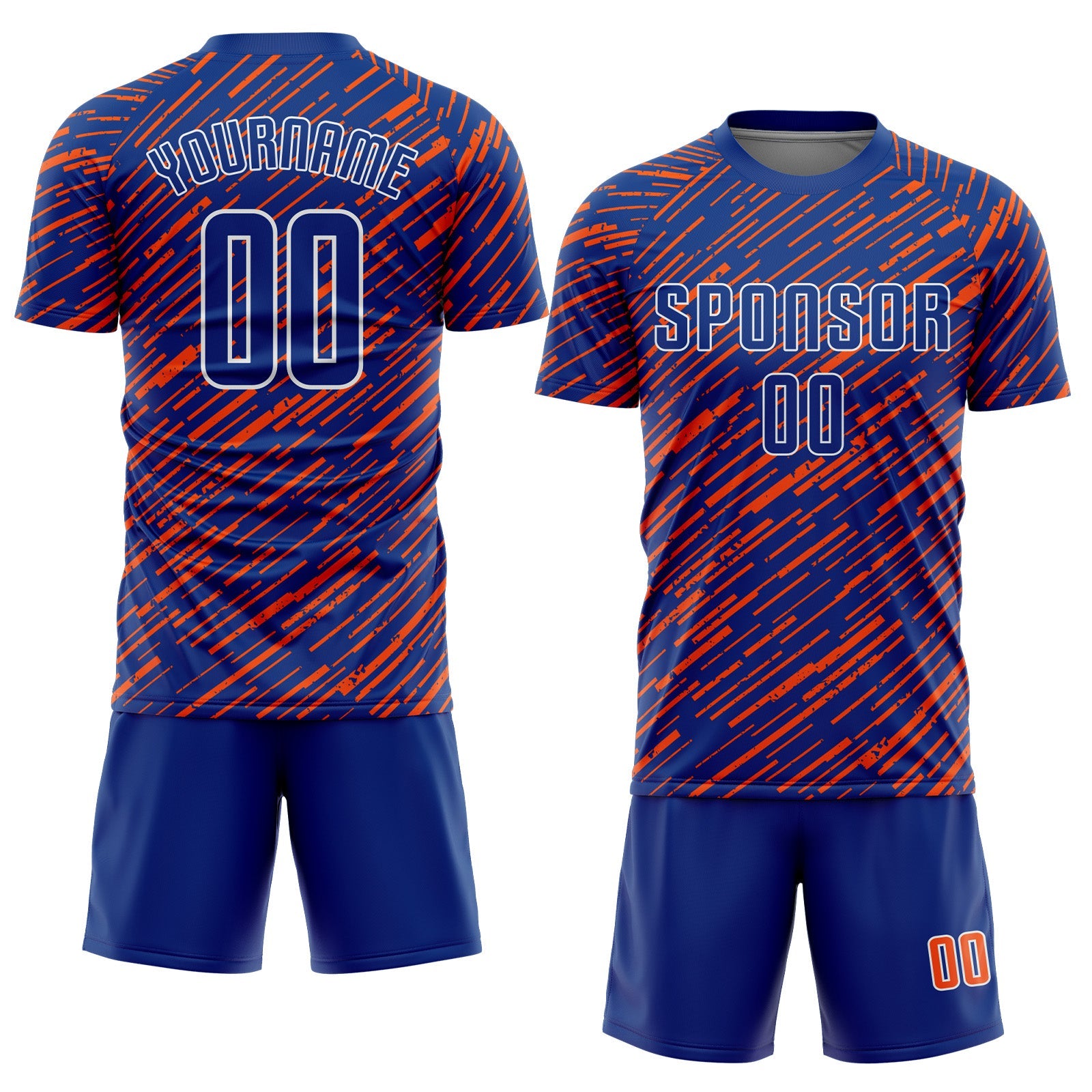Custom Royal Orange-White Line Sports Sublimation Soccer Uniform Jersey