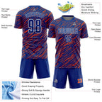 Custom Royal Orange-White Line Sports Sublimation Soccer Uniform Jersey