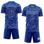 Custom Royal Light Blue-White Line Sports Sublimation Soccer Uniform Jersey