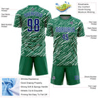 Custom Kelly Green Royal-White Line Sports Sublimation Soccer Uniform Jersey