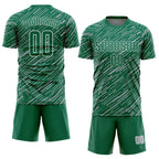 Custom Kelly Green Gray-White Line Sports Sublimation Soccer Uniform Jersey