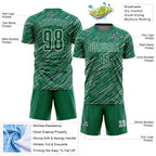 Custom Kelly Green Gray-White Line Sports Sublimation Soccer Uniform Jersey