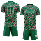 Custom Kelly Green Medium Pink-White Line Sports Sublimation Soccer Uniform Jersey