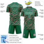 Custom Kelly Green Medium Pink-White Line Sports Sublimation Soccer Uniform Jersey