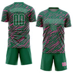 Custom Kelly Green Pink-White Line Sports Sublimation Soccer Uniform Jersey