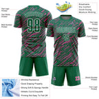 Custom Kelly Green Pink-White Line Sports Sublimation Soccer Uniform Jersey