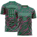 Custom Kelly Green Pink-White Line Sports Sublimation Soccer Uniform Jersey