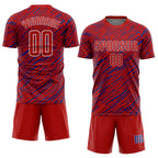 Custom Red Royal-White Line Sports Sublimation Soccer Uniform Jersey