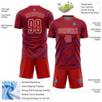 Custom Red Royal-White Line Sports Sublimation Soccer Uniform Jersey