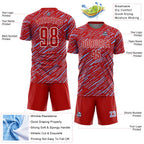 Custom Red Light Blue-White Line Sports Sublimation Soccer Uniform Jersey