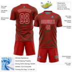 Custom Red Kelly Green-White Line Sports Sublimation Soccer Uniform Jersey