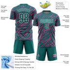 Custom Teal Pink-White Line Sports Sublimation Soccer Uniform Jersey