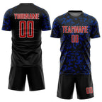 Custom Black Red Royal-White Liquid Fluid Pattern Sports Sublimation Soccer Uniform Jersey
