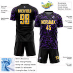 Custom Black Gold Purple-White Liquid Fluid Pattern Sports Sublimation Soccer Uniform Jersey