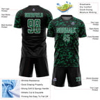 Custom Black Kelly Green-White Liquid Fluid Pattern Sports Sublimation Soccer Uniform Jersey