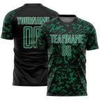 Custom Black Kelly Green-White Liquid Fluid Pattern Sports Sublimation Soccer Uniform Jersey