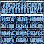 Custom Black Powder Blue-White Liquid Fluid Pattern Sports Sublimation Soccer Uniform Jersey