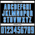 Custom Black Powder Blue-White Liquid Fluid Pattern Sports Sublimation Soccer Uniform Jersey